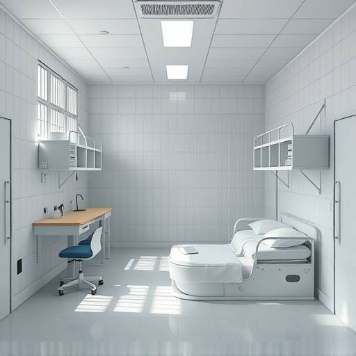 Imagen de una celda con mobiliario ergonómico y ajustable para adaptarse a las necesidades individuales de cada interno.